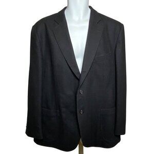 Scabal Black Wool Blazer Jacket Mens Size 54R Bespoke Made to Measure 3 Button